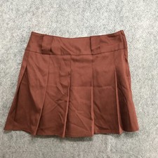 Wild Fable Skirt Womens Size Small Brown Pleated Mini Poly Blend Stretch Casual