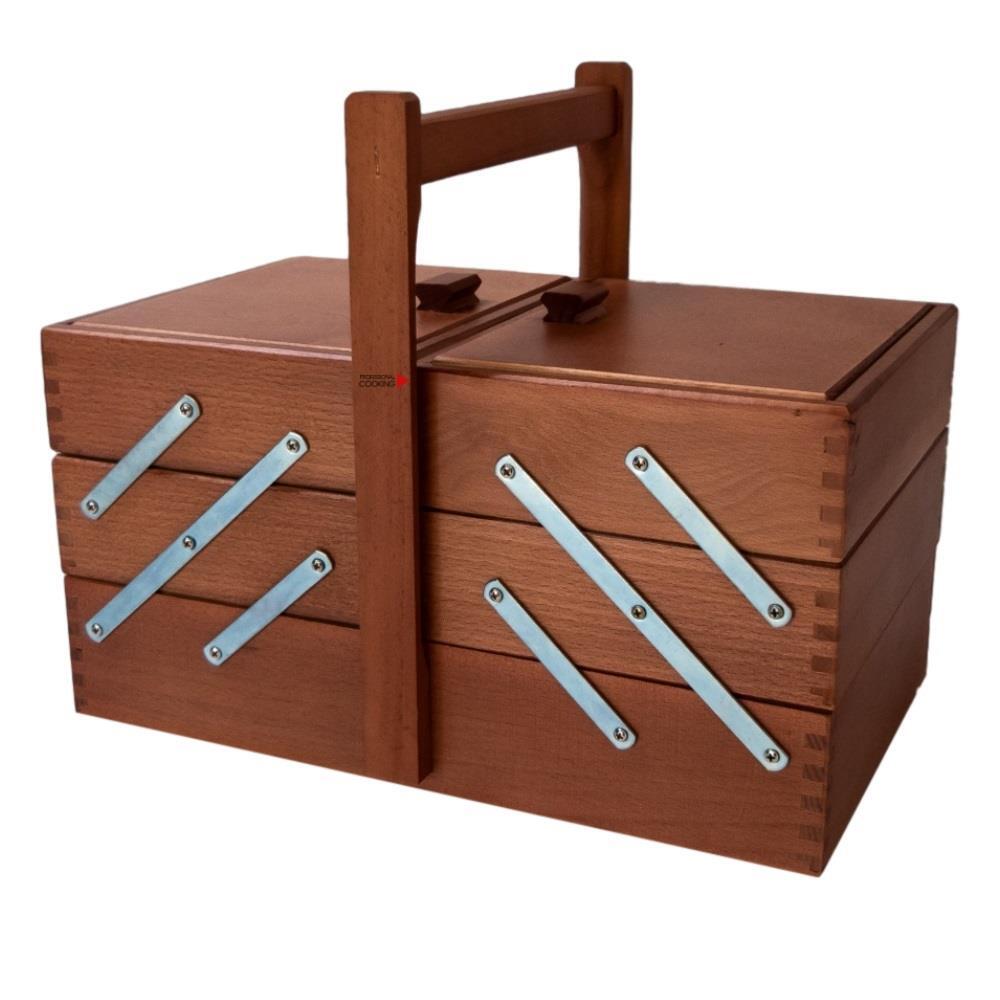 Cestino Porta Tutto Per Cucito In Legno - Organizer Spazioso Con Cassetti - Foto 5