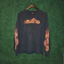 Y2k skull flames bike longsleeve tshirt