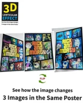 Rick and Morty- 3D Poster 3DLenticular Effect-3 Images In One