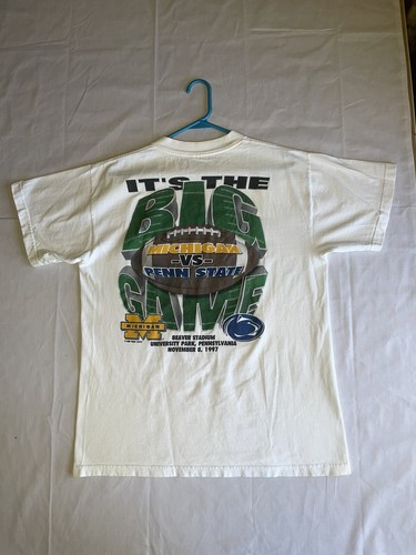 T-shirt vintage 1997 BIG GAME Penn State vs Michigan États-Unis point unique Murina L - Photo 1/16