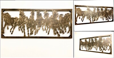 Western Wohnkultur 33'' LAUFENDE WILDE PFERDE METALL WANDKUNST BRONZE GEBÜRSTETES KUPFER