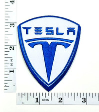 Embroidered Patch - Blue & White - Electric Vehicles - NEW - Iron-on - Telsa