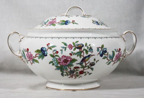 RARE! VINTAGE AYNSLEY PEMBROKE PATTERN COVERED SOUP TUREEN 9" X 13" NEW NO TAG - Picture 2 of 7