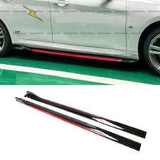 For Kia Forte 86" Side Skirt Extension Rocker Panel Splitter Glossy Black Red
