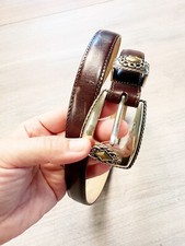 Brighton Ornate Leather Belt sz 28 Small Brown Western Boho Festival Made in USA