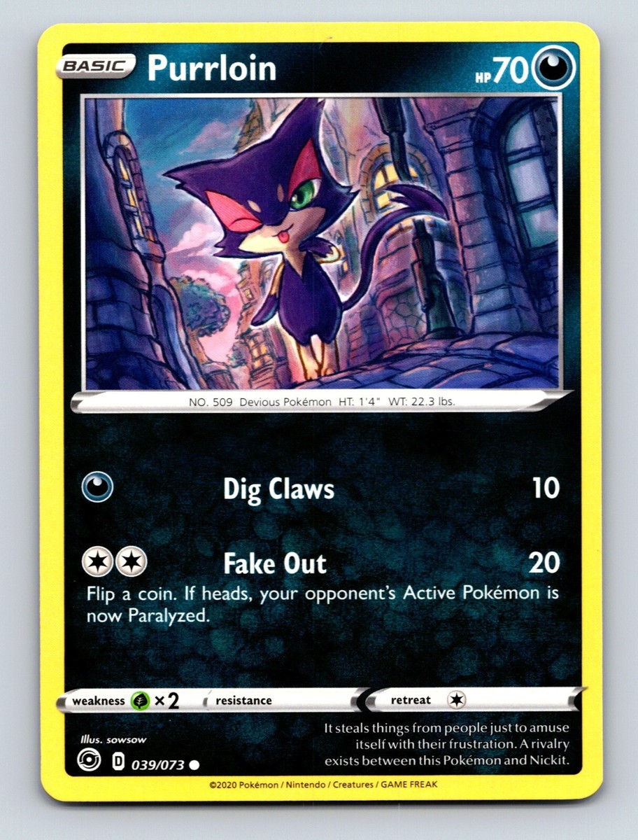 Purrloin HP 70 Fake Out Attack Rare Dark Devious Pokémon