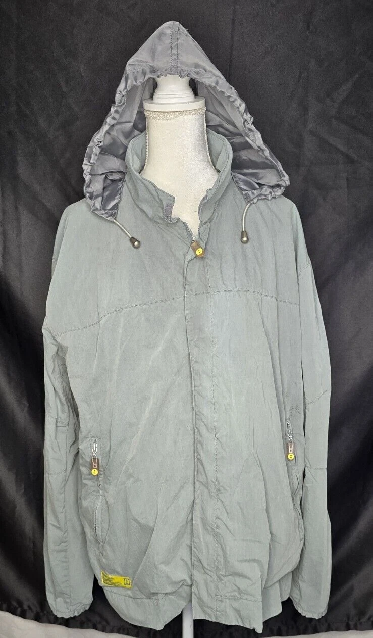 Planet Earth Jacket XL Skateboard Ski Net Lined Green Gray Hidden Hood Full Zip - product detail image 8