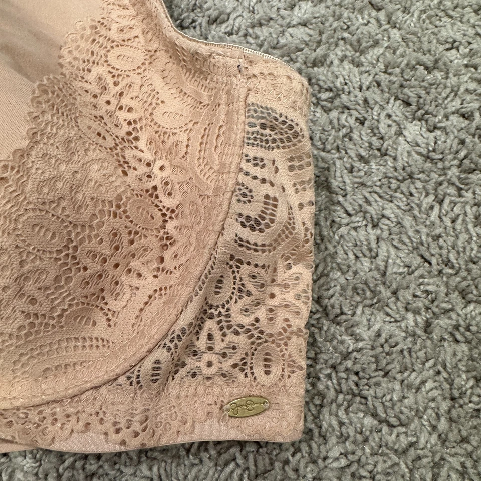 Sujetador push up Jessica Simpson talla 38D beige ribete de encaje inalámbrico cobertura completa Foto 3 de 4