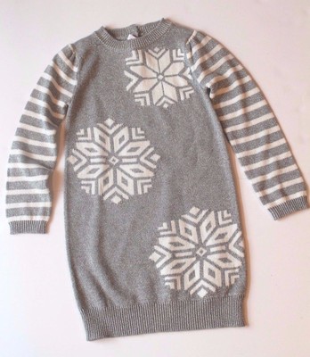 Gymboree Cozy Ski Lodge Gray Sparkle Snowflake Sweater Dress Toddler Girl 2T NEW