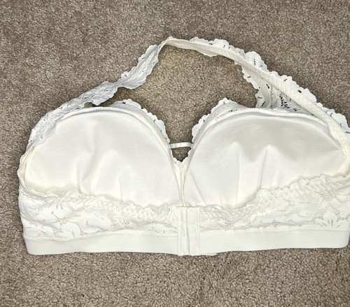 Nuevo con etiquetas Sujetador Halter Bralette Suave Muselina Suave Encaje Palma Aerie Talla XXL Marfil - Imagen 4 de 6