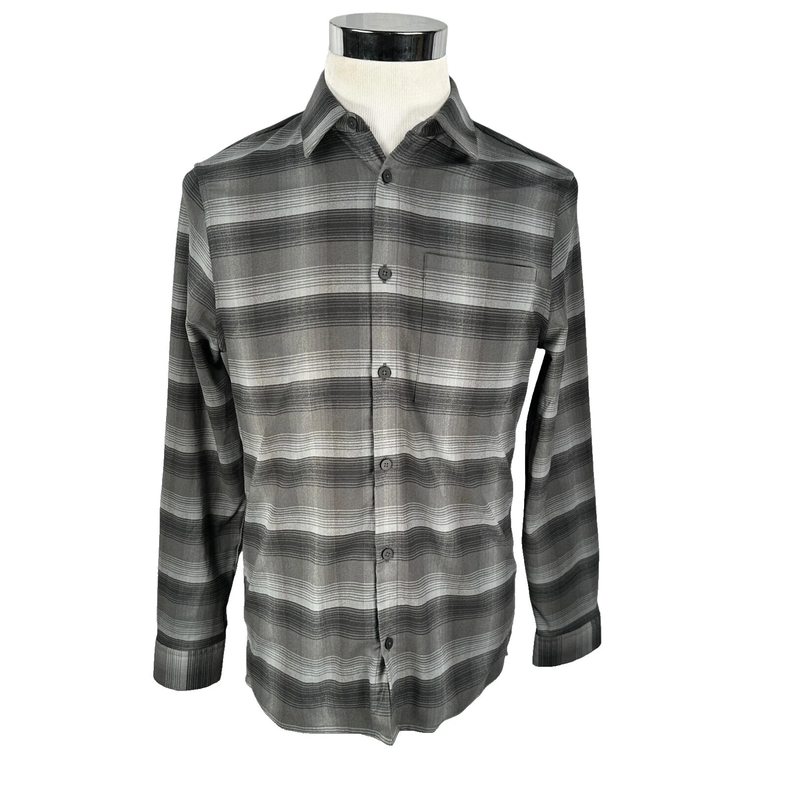 Botón informal a rayas de manga larga Lululemon-Down Shirts for Men