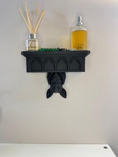Gothic Bat Wall Shelf | Black Hanging Bat Decor | Dark Gothic Home Decor