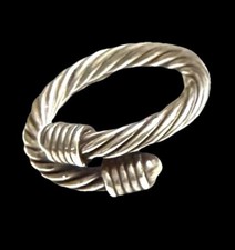 VTG STERLING SILVER CABLE BYPASS RING SZ 8-10 Adj M/F RARE 