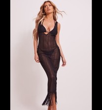 Pretty little thing black tassel beach dress plus size XXL new with tags