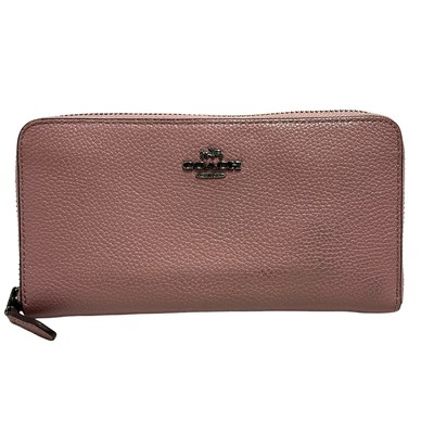 Auth COACH 58059 Pink Beige Leather Long Wallet