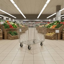 Galvanized Supermarket Trolley 4 Wheels Warehouse Trolley Trolley Rust
