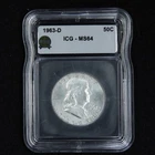 1963-D Franklin Silver Half Dollar Uncirculated ICG MS64 50C