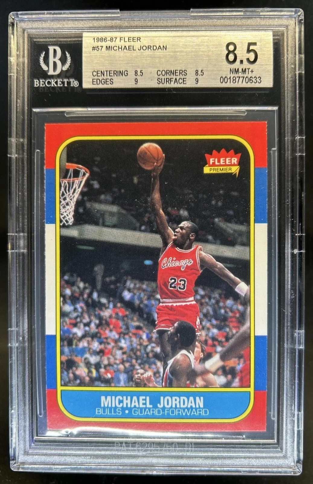 Michael Jordan 1986-87 Fleer #57 Rookie Card BGS 8.5 NM-MT+ RC .5 From Mint 9