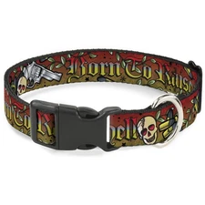 Plastic Clip Collar Born to Raise Hell Red WIDE-Large 20-31"