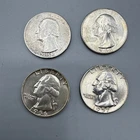 90% Silver Washington Quarters- 4 Coin Lot- Exact Coins Pictured 51S 54S 56D 57D