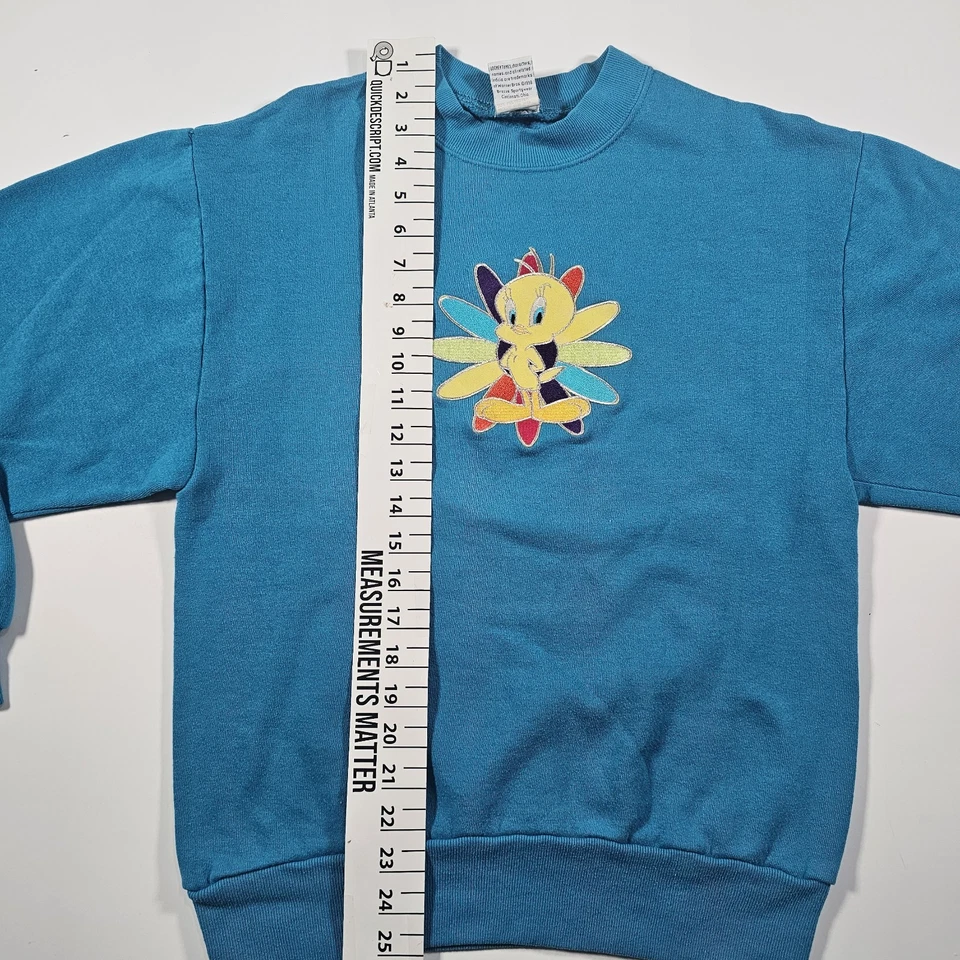 Sudadera Para Mujer Vintage Piolín Pájaro Turquesa Talla Pequeña Años 90 Foto 4 de 4