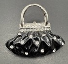 Pin Rhinestone C41 Black Enamel Brooch