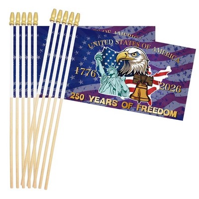 10-Pack 250Th Anniversary American Stick Flags 1776-2026 | 8.3X5.5 Inch Small US