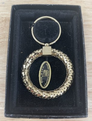 Vintage WHITING & DAVIS Key Chain Gold Mesh With Original Tag Pristine w Box