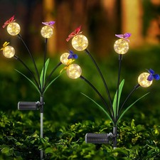 Solar Lights Outdoor 2 Pack, Solar Garden Lights, Butterfly Outdoor Decoratio...
