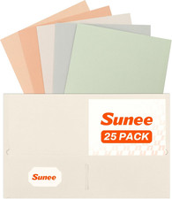 Folders with Pockets 25 Pack, Pastel Colors , 2 Pocket Folders Fit Letter Size