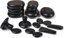 18 Hot Massage Stones Set Natural Basalt Warm Rocks Kit for Home Spa Massager