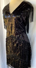Babeyond  1920s Flapper Sequin Fringed Gatsby Bodycon Dress..XL