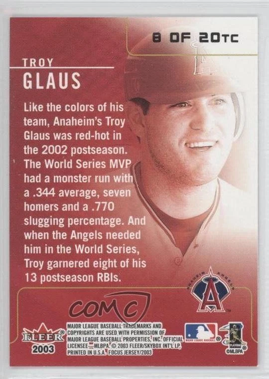2003 Fleer Focus Jersey Edition Team Colors Troy Glaus #8TC - Image 2 of 2