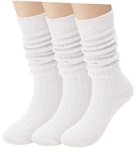 Wool Socks for Women Winter Warm Long Scrunch Sock Cable Knit Classic White