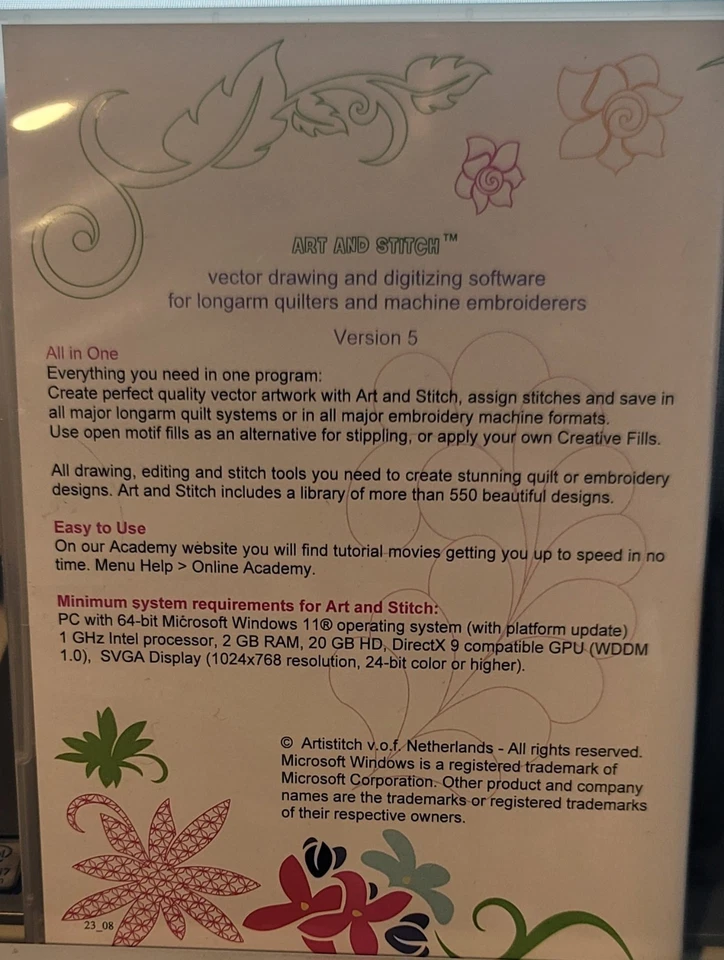 Art & Stitch Software Version 5 for Bernina Q-Matic System - New - Image 2 of 2