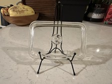 Vintage Glass 8x5 Inch Rectangle Lid Clear with Round Handle Made In USA 805