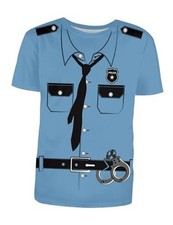 Unisex 3D Print Round Neck Short Sleeved Fashion Summer 3X-Large Police Uniform