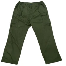 Propper Tactical Pants 44X32 Green Side Elastic Stretch Waist 9 Pockets Rip Stop