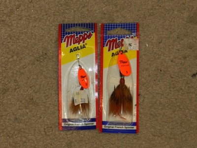 2 MEPPS AGLIA GLO Sz2 3 B2ST W/ Real Squirrel Tail Spinner Lure TROUT KILLER