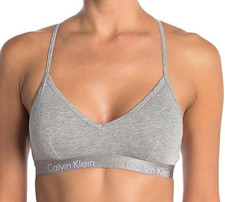 Calvin Klein Motive Triangle Padded Racerback Bralette, Size M, Gray, Cotton