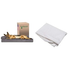 Furhaven Dog Bed L-Chaise L Shaped Chaise - Platinum Gray, Jumbo/XL W/Same Si...