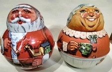 Santa & Mrs. Claus 1981 Bristol Ware Round Tin Containers Christmas Vintage