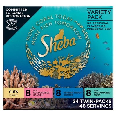 Sheba Perfect Portions Variety Pack Cuts in Gravy Cat Food, 2.6 oz Twin-Pack