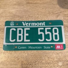 Vermont License Plate  Tag 2000