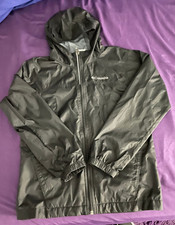 Boys Columbia Sz Med 10/12 Black Full Zippper Hooded Nylon Windbreaker Jacket