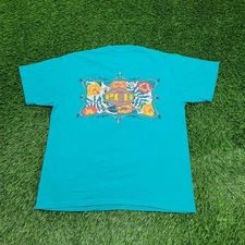 Vintage 1976 PCH Floral California Womens Large 21x26 Blue USA