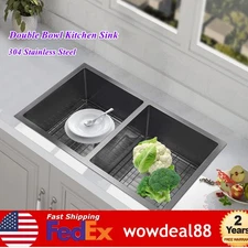 Double Bowl Kitchen Sink Modern Kitchen Sink 304 Stainless Steel 14 in* 16 in