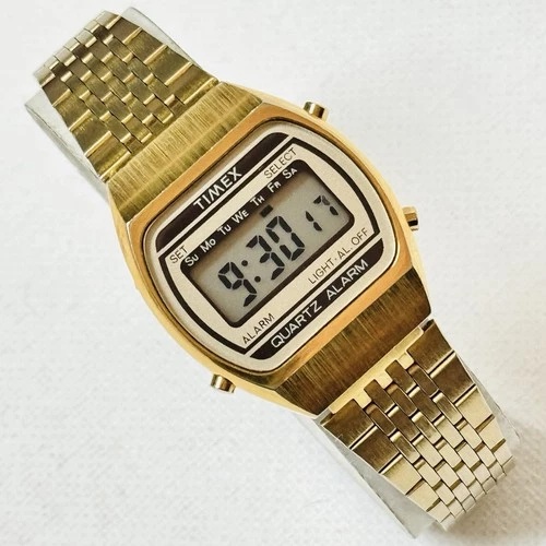 Vintage Timex L Cell Quartz Alarm Women's 25mm Digital Watch Gold ALL ORIGINAL!