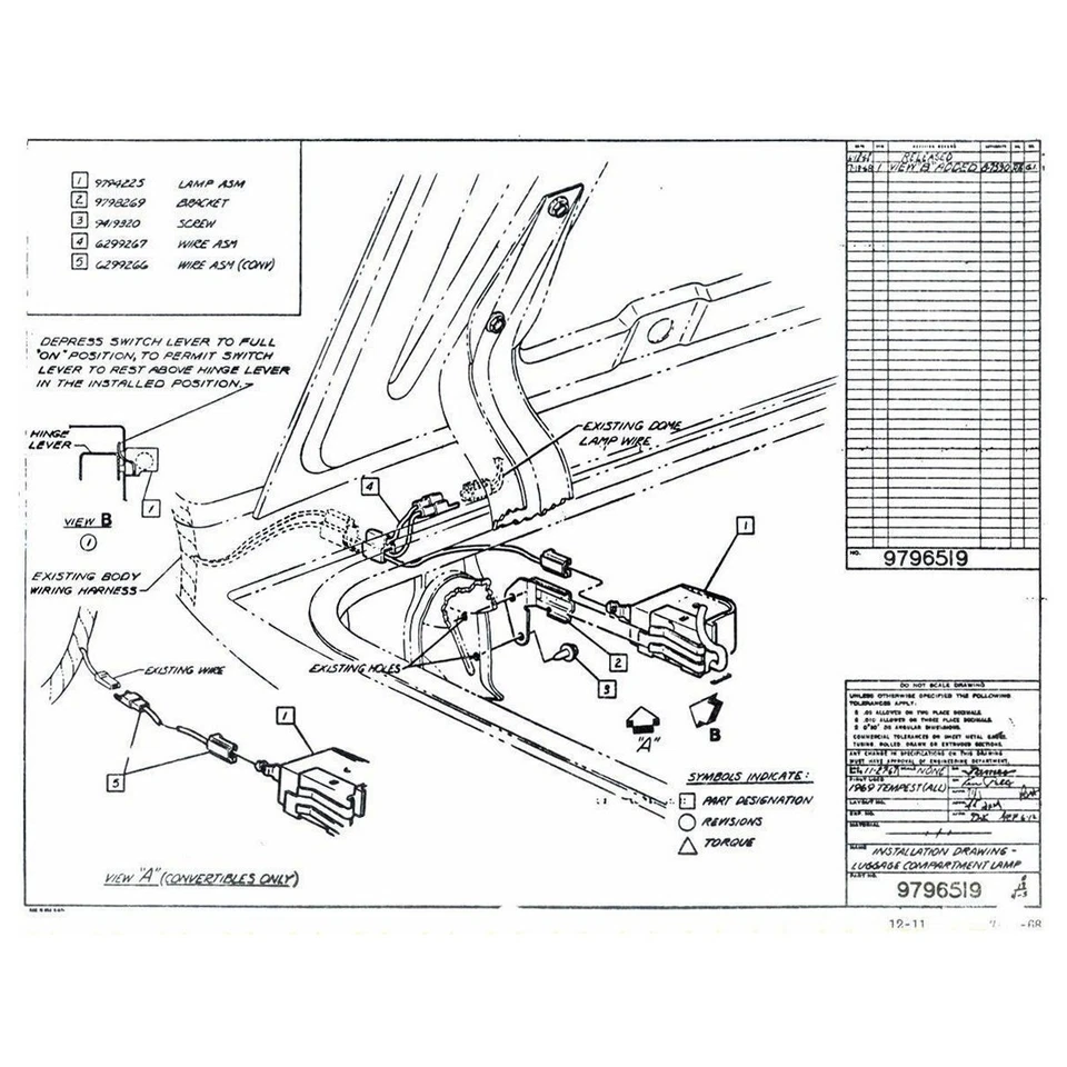 Trunk Light Lamp Kit Optional 1969-72 Pontiac Oldsmobile A-Body B-Body - Image 2 of 4
